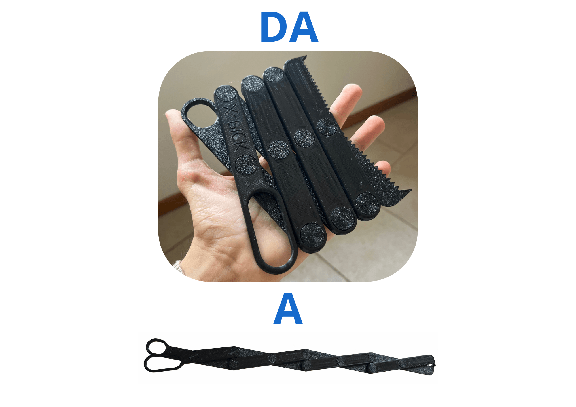 X-Pick chiuso e completamente esteso